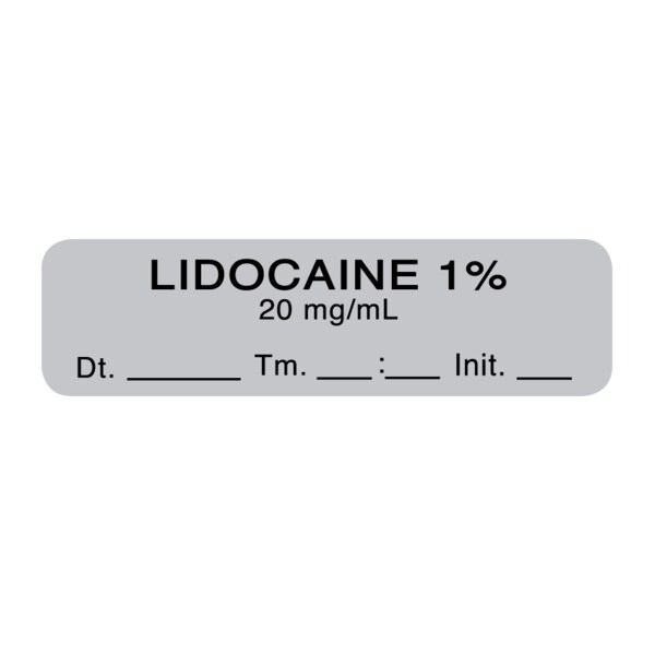 Lidocaine 20mg/ml 1/2" x 1-1/2" Gray w/Black
